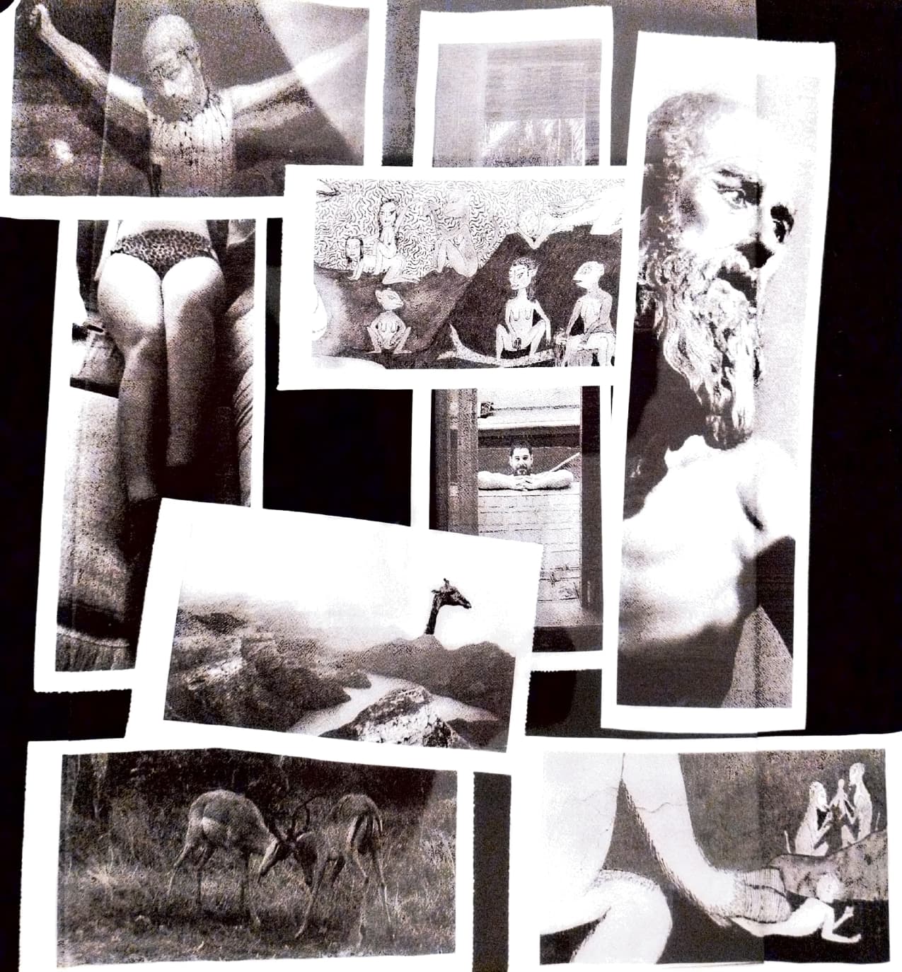 Collage hecho a partir de impresiones en blanco y negro